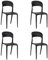 Totò Piccinni Sedia Omega in Polipropilene Moderne Design Impilabile,(L) 43x(P) 50x(A) 84 cm (4, New Nero)