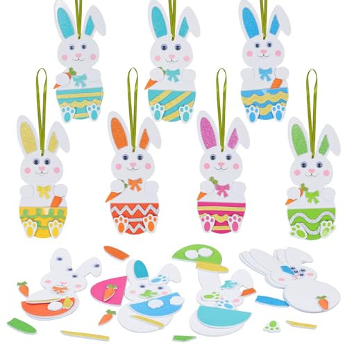 Osterhase Basteln Kinder,Ostern Aufkleber Sticker Schaumstoff,Ostereier Craft Kit für Kinder,Ostern Kränze Bastelset für Kinder,Ostern Basteln Kinder mit Moosgummi Teilen Osterdeko zum Basteln (A)