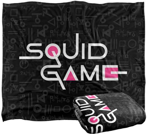Squid Game Optimalweiche Kuscheldecke mit Logo, Motiv: Silky Touch, 152 x 127 cm