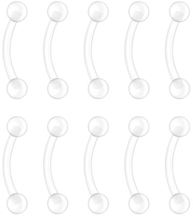 Besyvvin Plastik Curved Barbells 1,2mm Piercing Lippe Vertical Labret Septum Augenbrauen Rook 8mm Flexibel Kunststoff