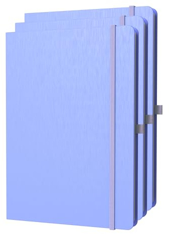 ONAVIA A4 Liniert Notizbuch, Notebook Hardcover, 80 Blätter (160 Seiten) 80 g/m², 7mm Linienabstand für zu Hause, Schule und Arbeit, Cornflower Blue (3 Stücke)