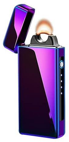 Accendino elettrico al plasma ricaricabile tramite USB, fiamma fredda, antivento, con indicatore di batteria LED, per candele (viola)