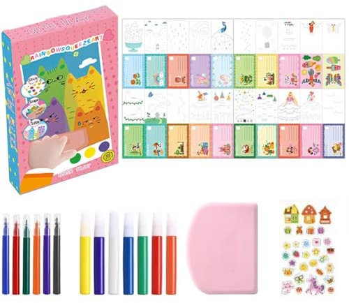 Hrippy Zeichenpapiere, Rakel, Kunst-malset Für Kinder, Tiermuster, Malerei, Künstlerbedarf, Farbe, Kratzmalerei, Lehrmittel