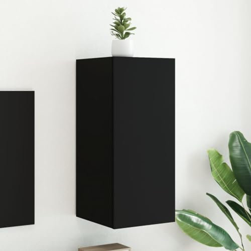 UJCHVHN Meuble TV mural avec lumières LED Noir 30,5 x 35 x 70 cm Centres de divertissement et supports TV