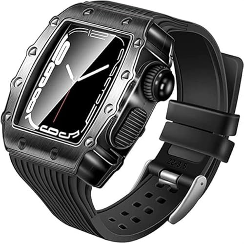 Cinta di orologio in lega di alluminio , per Apple Watch 9 8 7 45mm Bracciale silicone sportivo , per iwatch 6 SE 5 4 44 mm kit di modifica in metallo