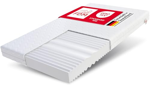 FDM Matratze 100x200 cm Härtegrad H3 H4 Höhe 12 cm Kaltschaummatratze Doppelseitige Rollmatratze HR-Schaum 7 Komfortzonen mit Hypoallergenem Waschbarem Jersey Bezug Oeko-Tex Verdura