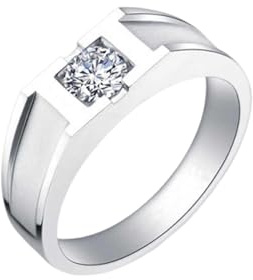 Beydodo Eheringe 950 Platin Herren Einzeln, Männer Ring Breit mit Diamant 0.3ct Siegelring Verlobungsringe Trauringe Größe 60 (19.1)