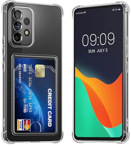 kwmobile Hülle mit Kartenfach kompatibel mit Samsung Galaxy A53 5G - Handyhülle Galaxy A53 5G mit Kartenfach - Soft Case - Schutzhülle in Transparent