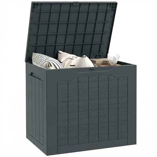 Outsunny Coffre de Rangement Extérieur 97L Étanche 56x41x50cm Gris Foncé