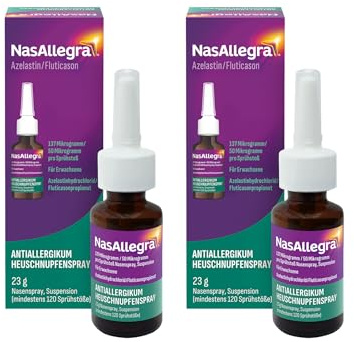 NasAllegra Heuschnupfenspray - Antiallergikum 2-in-1 Wirkstoffkombi 2 x 23g | Nasenspray gegen Heuschnupfen, wirkt in 5 Minuten, mit Azelastin und Fluticason, rezeptfreie Kombi aus Antihistaminikum
