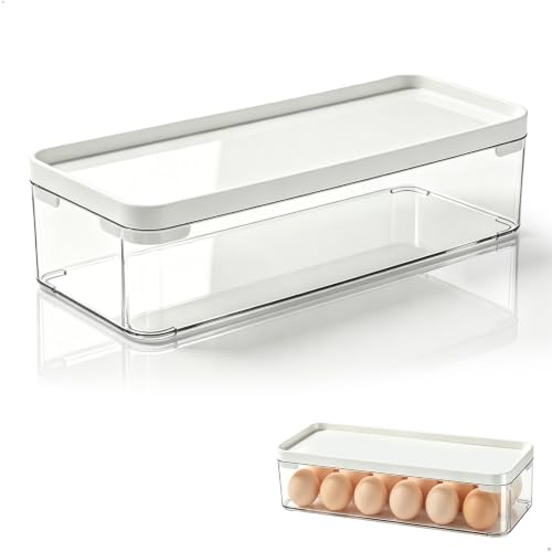 Eier Aufbewahrung KüHlschrank, Eierbehälter für Kühlschrank, Eierbox, für 12 Eier, Durchsichtiger Kunststoff mit Deckel, für Gefrierschrank Küche Camping und Mehr Schützt Eier vor Bruch
