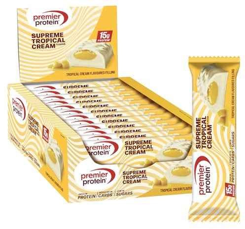 Premier Protein - Supreme Bar - Tropical Cream - 12x42g - High Protein - Low Sugar - Low Carb - Palmölfrei