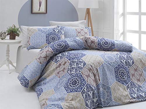 KESTEX Bettwäsche Renforce Orient 100% Baumwolle (135 x 200 cm, Blau)