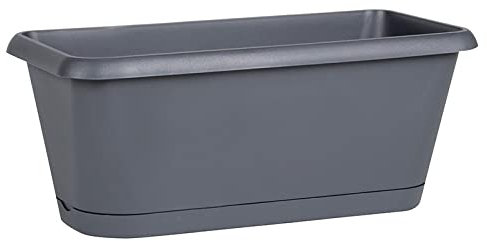 JARDINIERE CHORUS ANTHRACITE 40CM + PLATEAU CLIPS - EDA PLASTIQUE