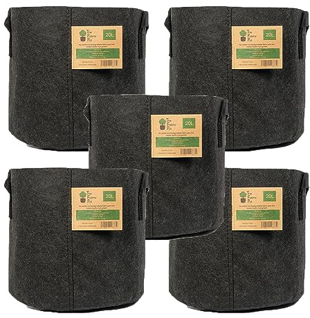5 x Fabric Pot Round Black 20L
