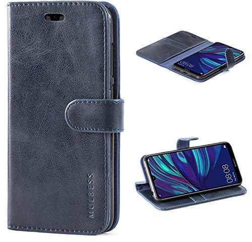 Mulbess Handy-Hülle für Huawei Y7 2019 Schutzhülle, Magnet Handyhülle Leder, Flip Wallet Cover, Kartensteckplatz, Vintage Dunkel Blau
