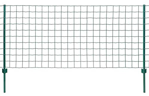 Tidyard Zäune Metallzaun Set Stahl Gartenzaun mit Pfosten Dekorative Zaun Zaunanlage Maschendrahtzaun 20 x 1,5 m Maschenweite 100 x 100 mm Grün