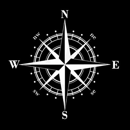 Xuniu Car Sticker Art Design Vinyl Compass Car Sticker White 15 cm x 15 cm