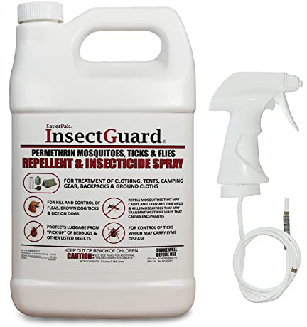 InsectGuard Permethrin Mosquitoes, Ticks and Flies Repellent & Insecticide Spray for Pet Dog Horse Blanket Bed Kennel Stables & More - Gallon (128oz)