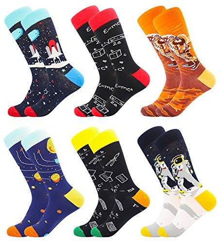 BONANGEL Calcetines Funky para Hombre, Calcetines Navideños para Hombre, Divertidos y Coloridos Calcetines de Vestir de Algodón Loco, Calcetines Divertidos de Regalo para Hombres Papá Novio