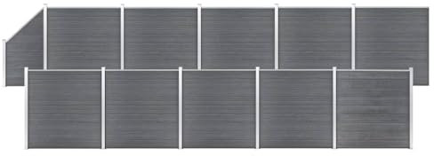 vidaXL WPC Zaun Set 10 Quadrate 1 Schräge Sichtschutzzaun Lamellenzaun Gartenzaun Windschutz Sichtschutz Zaun Steckzaun Systemzaun Garten 1830x186cm Grau