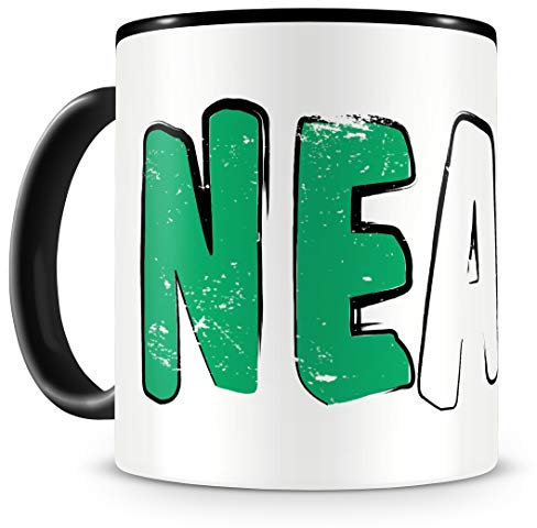 Samunshi® Neapel Tasse mit Spruch Italien Geschenk für Mann Frau Oma oder Opa Kaffeetasse groß Lustige Tassen zum Geburtstag schwarz Keramik 300ml