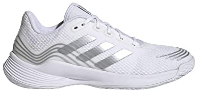 adidas Women's Novaflight Volleyball Sneaker, White/Silver Metallic/White, 10