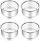 Joyfair 4 Inch Cake Tin for Baking, Stainless Steel Round Layer Cake Mould Pan Set of 4, Mini Bakeware for Toaster, Birthday/Christmas, Healthy & Durable, Mirror Finish & Dishwasher Safe (10cm)