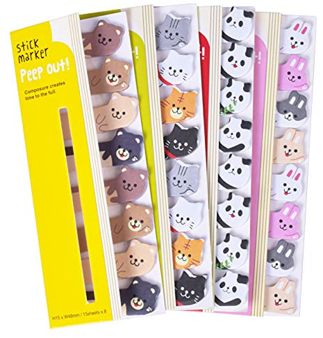 Jinlaili Süße Haftnotizen, Kawaii Notizzettel Papier, Cartoon Tiere Aufkleber, Bunt Klein Klebezettel, Mini Memo für den Kühlschrank, Farbe Büronotizen für Schule, Büro Lesezeichen für Schule