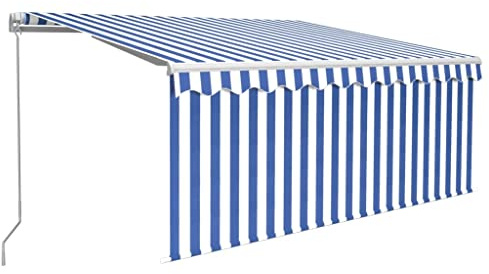vidaXL Retractable Awning Blue and White 3.5 x 2.5 m Polyester