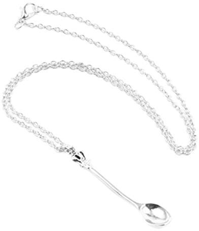Valentine's Day Necklaces for Girls Mini Spoon Necklace Chain Ibiza Festival Alice In Wonderland Ket Pendant Charm Fashion Jewellery Valentine's Day Gifts for Women
