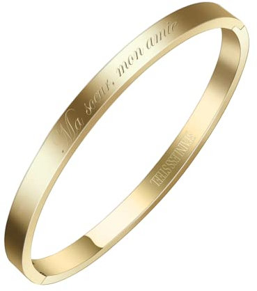 AURSTORE® Feiner Armreif aus Edelstahl 316L, mit Botschaft inspirierender Sätze, Breite 4 mm, mehrere Botschaften zur Auswahl, Farben Gold, One Size, Edelstahl
