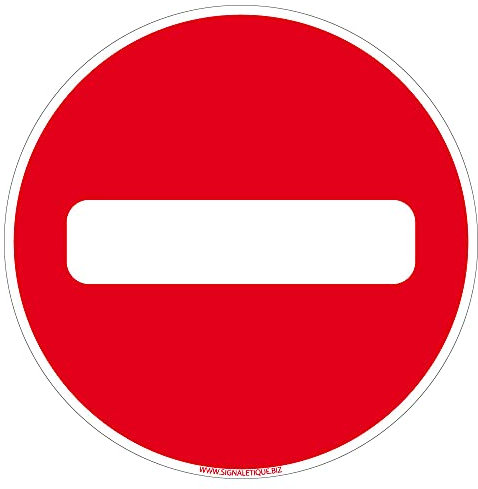 Panneau Sens Interdit. Interdiction de Circuler. Signalisation Interdiction. Sticker Sens Interdit, Panneau PVC, Alu - Diamètre 125 mm - Aluminium 2 mm - Aluminium 2 mm -