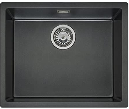Reginox R34057 Flächenbündige Regi Granit Spüle TEXEL 50x40 (L) BLACK SILVERY ab 60 cm Schrankbreite