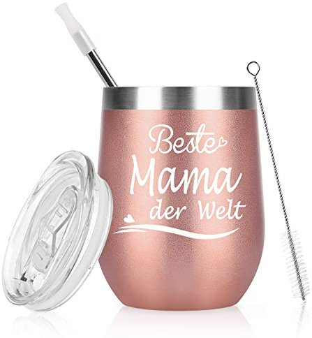 Livole Beste Mama der Welt Geschenk Muttertag, Weihnachtsgeschenke für Mutter, Stiefmutter, Geschenkideen für Mutter, Mama Tasse, 350ml Edelstahl Becher, Doppelwandig Thermobecher Kaffee to go