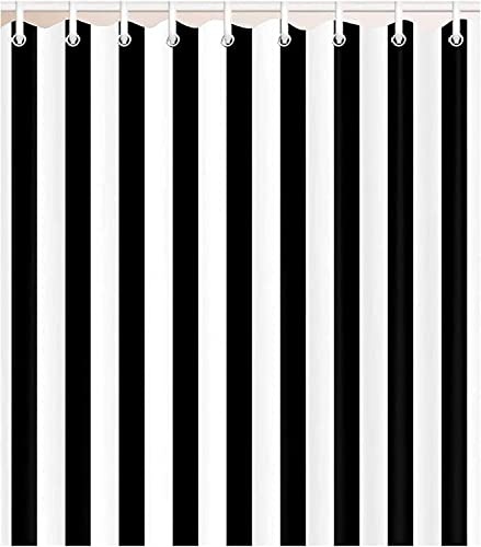 SIHATE Duschvorhang 120x180 cm Schwarz-weiß gestreift, aus Stoff Polyester Waschbar Anti Schimmel Shower Curtains, Duschvorhänge Curtains mit Haken