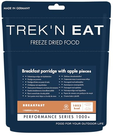 Trek’n Eat Frühstücksporridge mit Apfelstücken PS1000+ | Energiereiches Outdoor‑Frühstück mit Apfel & Hafer | 1000+ kcal | leicht & 5 Jahre haltbar | Für Outdoor, Trekking, Hiking, Camping, Expedition