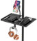 Functional Metal Microphone Stand Tray with Phone Holder - Universal Large Mic Stand Tray Shelf Clamp on Music Stand Tray Attachment for Studio Concert Karaoke Stands with 11.7 x 7.8 for Storage