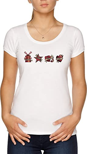 Freedom Beauty Truth Love Moulin Rouge Damen T-Shirt Weiß