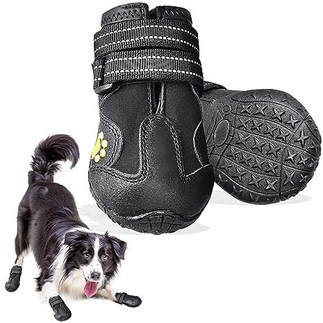 2 pezzi di stivali per cani, scarpe per cani impermeabili con cinghie regolabili riflettenti per cani di taglia media (2)