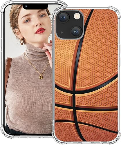 MUQR Schutzhülle für iPhone 15, niedliches Kawaii-Designer-Muster, Funda Girly für Frauen und Mädchen, schützender Basketball, Sport