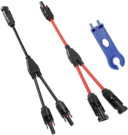 GOIYZTTR 1 Paar Solarkabel Y Verteiler Stecker Solar Solarpanel-Kabel MMF+FFM Photovoltaik Steckverbinder mit Schraubenschlüssel für Parallel-Photovoltaik-Anschluss
