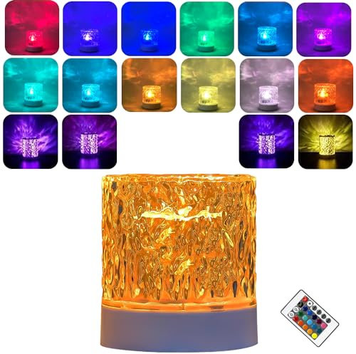 HPYSHP Water Ripple Projector Night Light for Bedroom, Rotating Acrylic Lampshade Dynamic Projection Lamp,Ocean Wave Projector Light LED Atmosphere Lamp, Mood Light Gifts for Adult Kids (Remote)