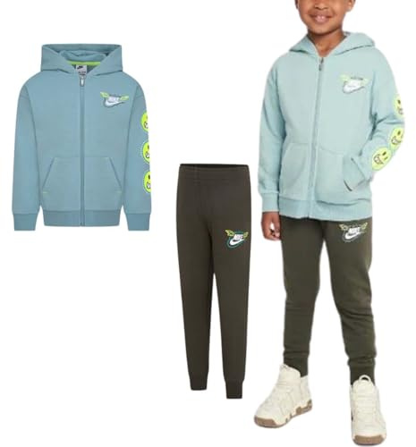 Nike -Set bestehend aus Sweatshirt und Hose - Sweatshirt mit Kapuze und Reißverschluss - Sweatshirt mit Logo Hose mit elastischem Bund - Hose mit gerippten Säumen - Regular Fit Blaugrün/Armeegrün F84