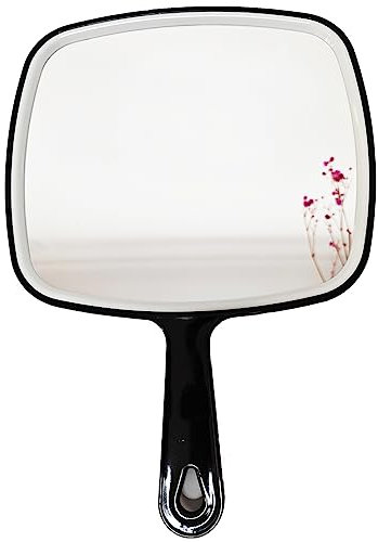 Stianiiie Miroir de Poche Polyvalent avec reflet sans Distorsion Miroir de Coiffure de Salon de Coiffure Grand Miroir à Main Mural avec poignée carrée Noire 31X23cm