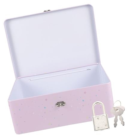 HEMOTON Kleine Blechdose mit Schloss Dekorative Aufbewahrungsbox für Schmuck und Erinnerungsstücke und Leicht für Schreibtisch Versperrbar und Kompakt