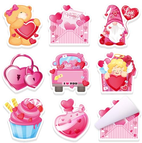 MWOOT 8 Stück Valentinstag Klebezettel Sticky Notes, Selbstklebende Valentine's Day Notizblöcke Haftnotizen Herz Amor Design,Rosa Memo Notepads Party To-do-Liste Schul Büro Checkliste Datums Geschenke