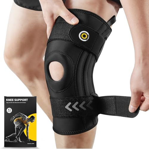 CAMBIVO Rodilleras Menisco y Ligamento Ajustable, Rodilleras Gym Deportiva Hombre Mujer, Rodillera Rotuliana con Estabilizadores Laterales, Rodillera Ortopedica para Artrosis, Gym, Voleibol, Correr
