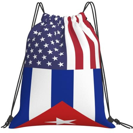 Gym Bag Amerika-Kuba-Freundschaftsflagge Sportbeutel Bedruckt Beutel Unisex Turnbeutel Mit Kordelzug 36X42Cm Für Schwimmen, Yoga, Mädchen