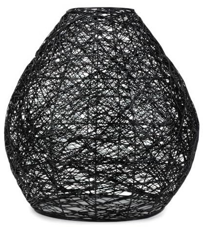 ValueLights | Large Easy Fit Rattan Lampshade Black Paper Rope Ceiling Pendant Light Shade | Lamp Shades, Home Décor & Improvement Essential | 350mm Shade Width
